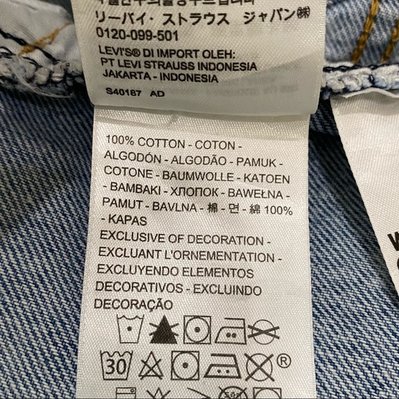 NWT Levi's Womens Ex Boyfriend Trucker Denim Jacket Floral Embroidered Size L - Picture 13 of 16